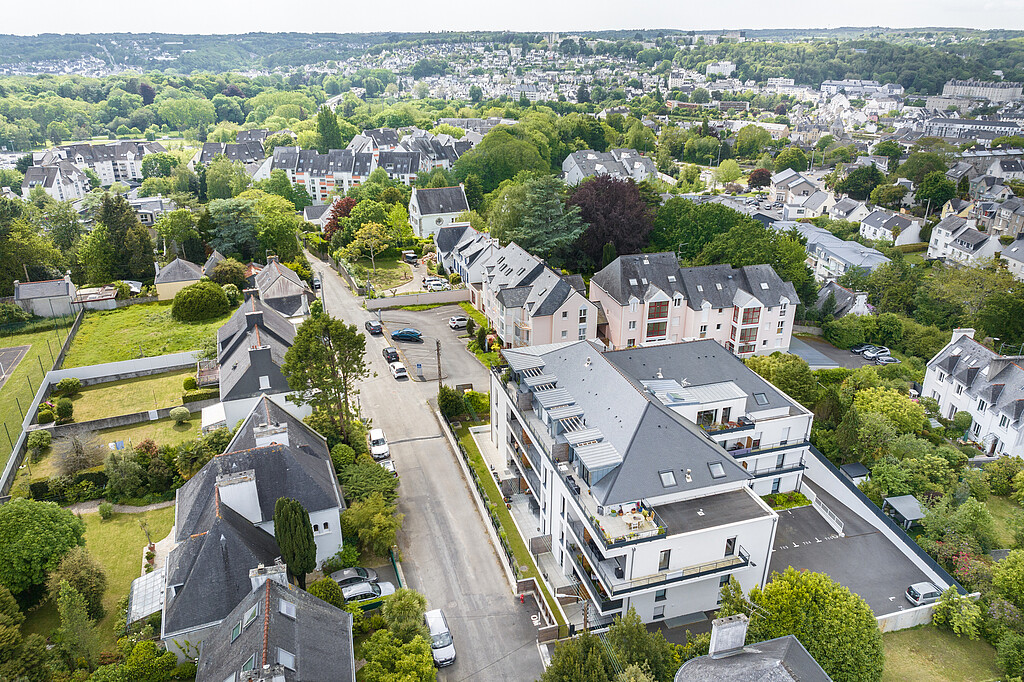 Vue aérienne des collines du Frugy à Quimper