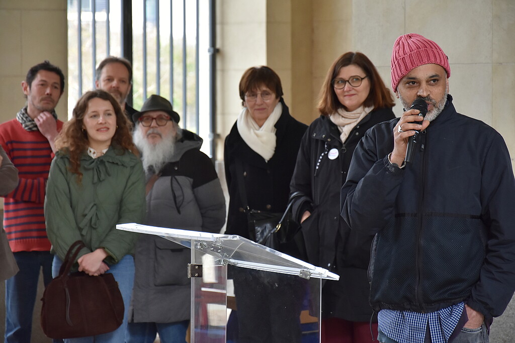 Prise de parole lors de l'inauguration de la cantine solidaire Chez Simone & Anatole à Rennes