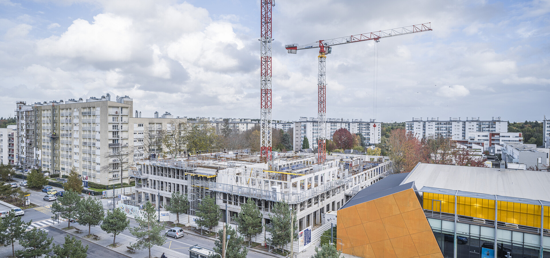 Vue aérienne du chantier du programme Odacité à Rennes