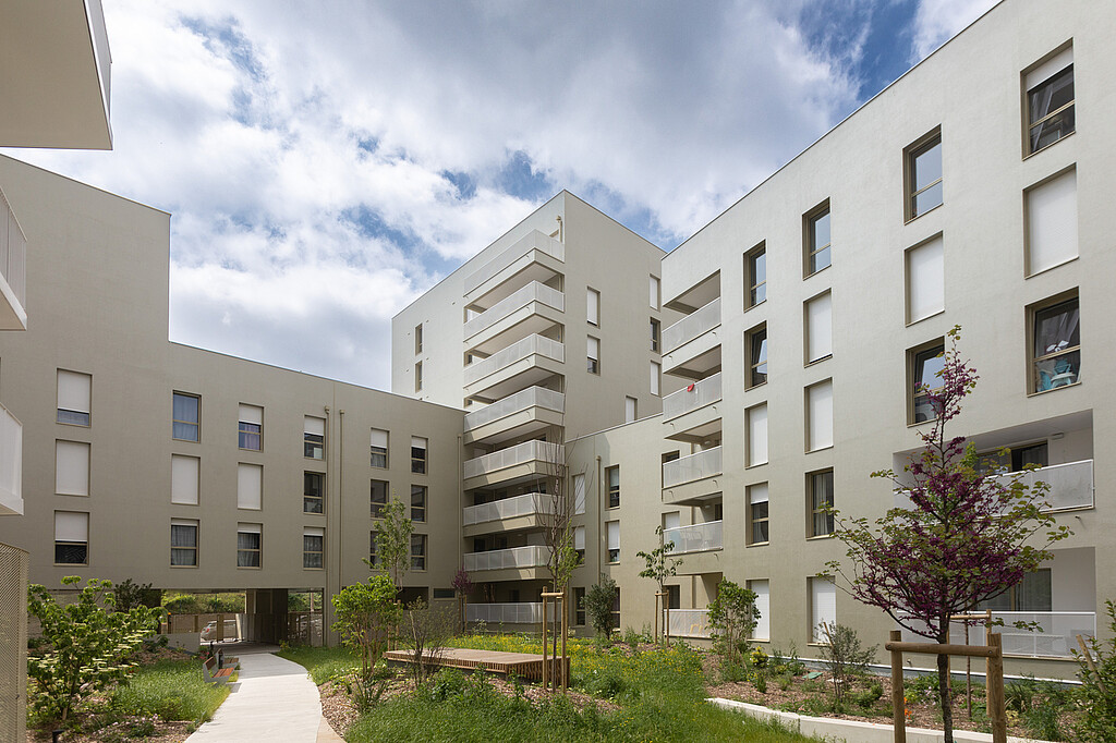 Vue du patio intérieur du programme Dremmwel à Rennes
