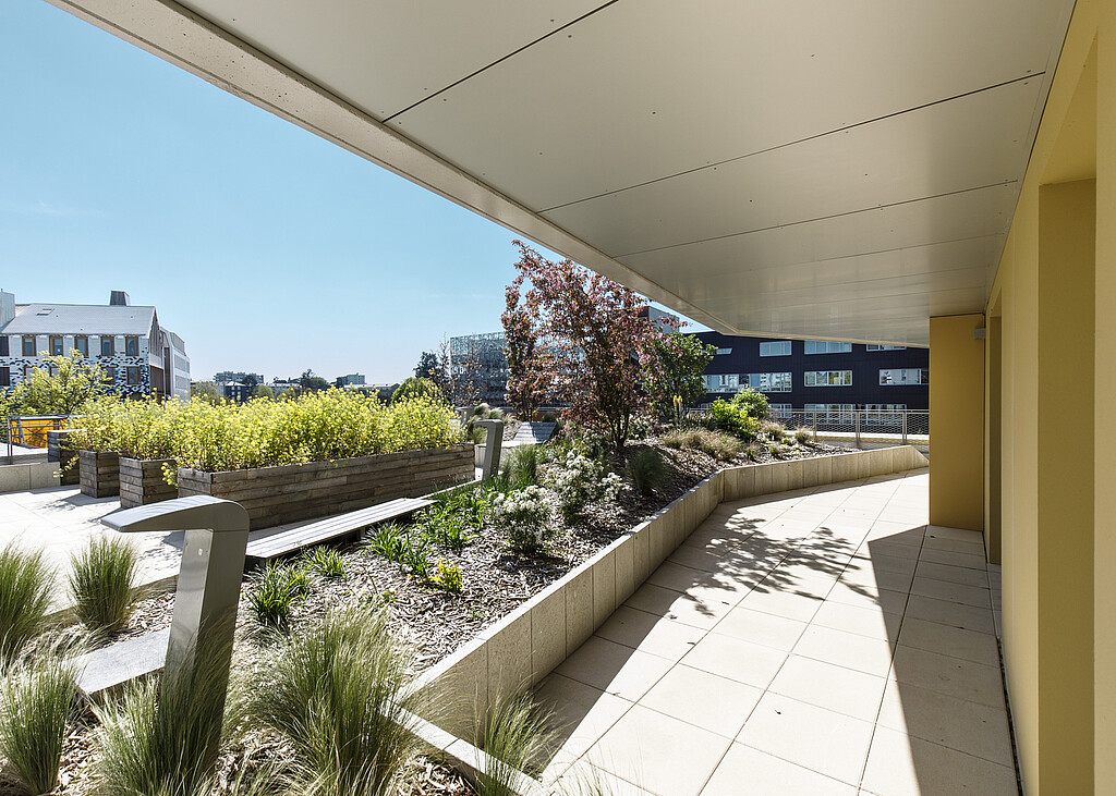 Une terrasse d'un appartement en accession à la propriété