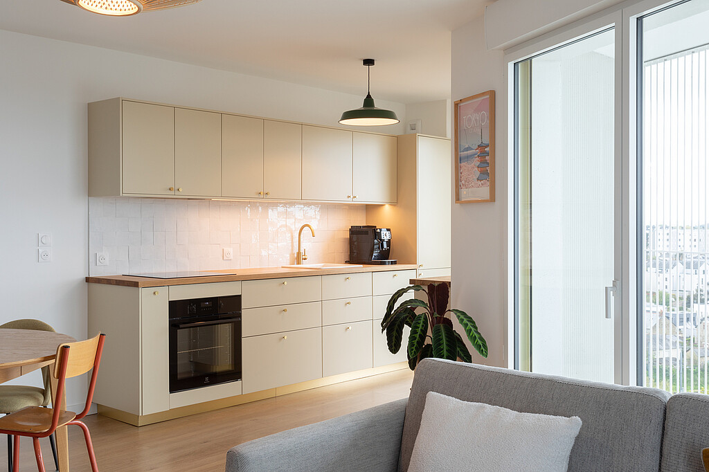 Cuisine d'un appartement du programme Dremmwel à Rennes en Ille-et-vilaine