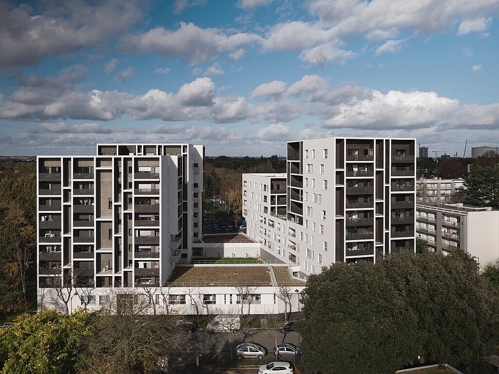 Vue aérienne du programme Carré Nova, quartier Villejean à Rennes