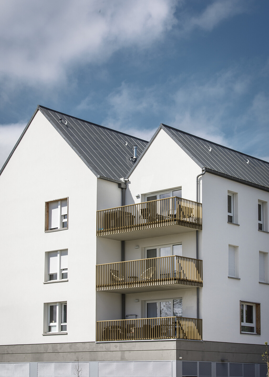 Façades de la résidence locative "Adrienne Bolland" à Romillé en Ille-et-Vilaine