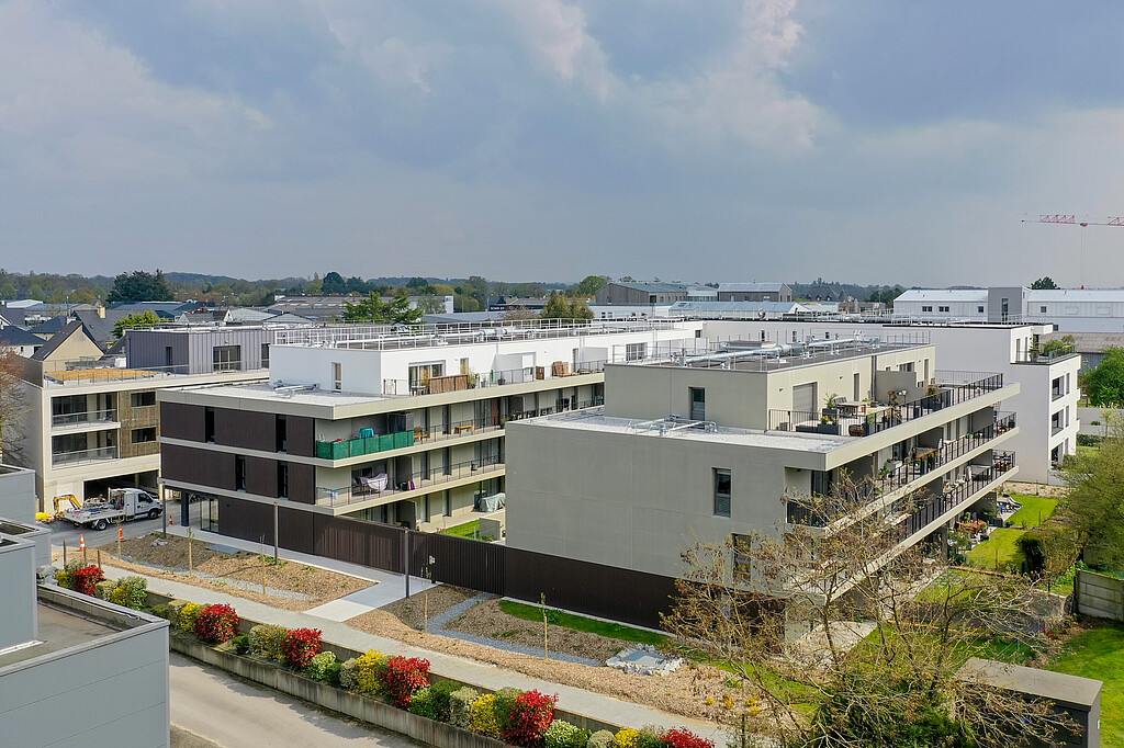 Vue aérienne du programme en accession "Garden Square" à Vitré en Ille-et-Vilaine