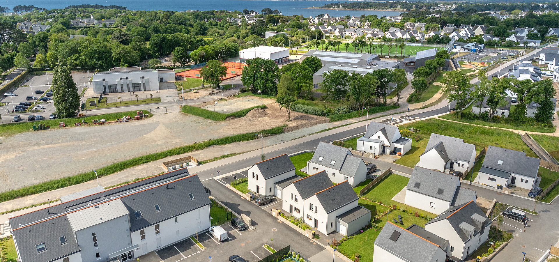 Vue aérienne du programme en accession Les Villas de Poulpry à Bénodet
