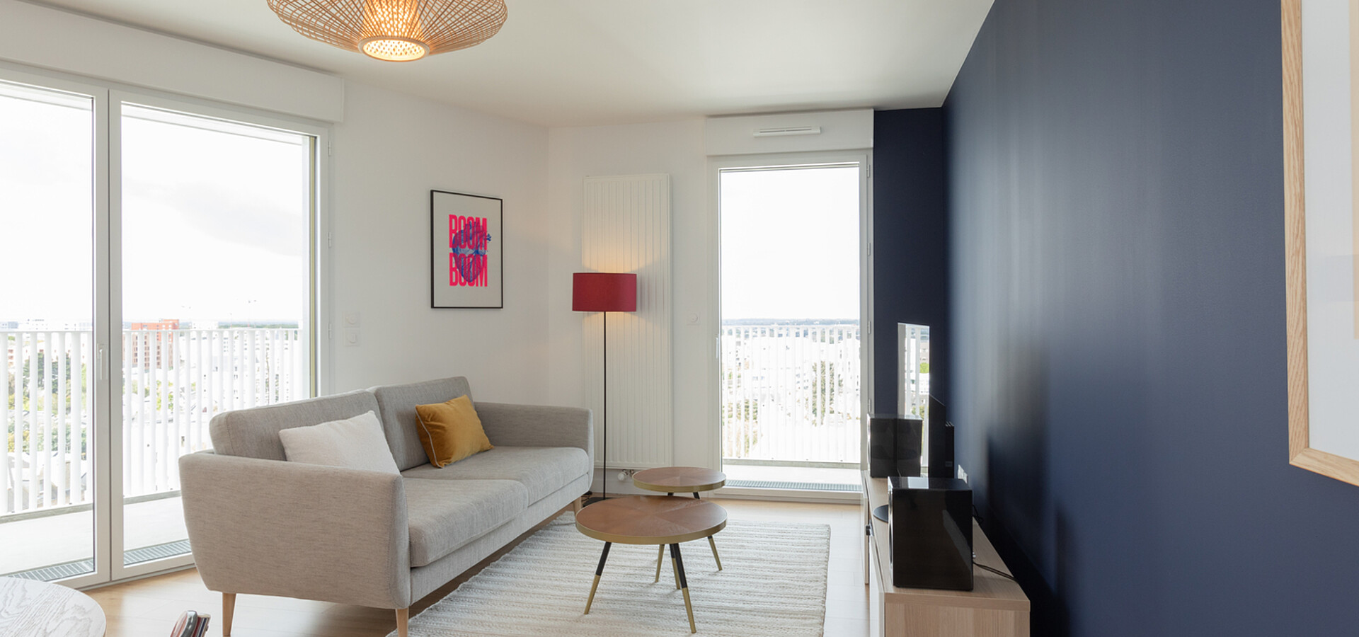 Salon - séjour d'un appartement du programme Dremmwel à Rennes