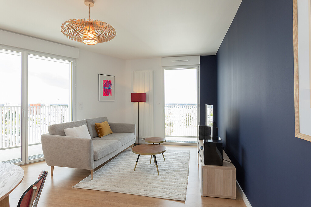 Salon - séjour d'un appartement du programme Dremmwel à Rennes