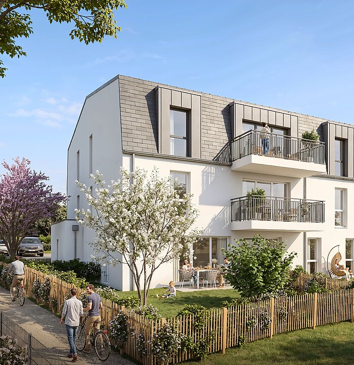 Perspective de la résidence Penfret : programme d'immobilier neuf qui sera construit à Fouesnant